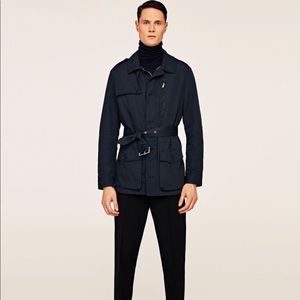 ZARA NAVY SHORT TRENCH COAT